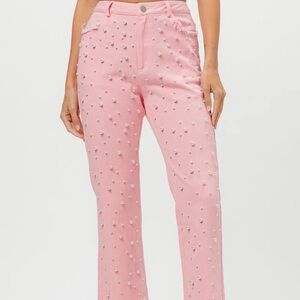 BiBi Pink Pearl Frayed Hem Jeans